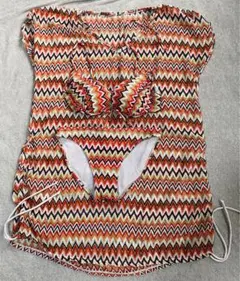 ［美品］水着 3点セット ビキニ 体型カバー ワンピース ホルターネック