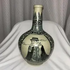 有田焼 円左エ門 南蛮絵 角瓶 花瓶 高さ約21cm／インテリア・飾り壺