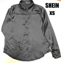 SHEIN ブラック サテン風シャツ XS