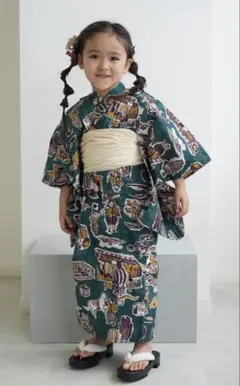 【新品】ニコアンティーク 子供 浴衣3点セット 120cm ピーコックのサムネイル