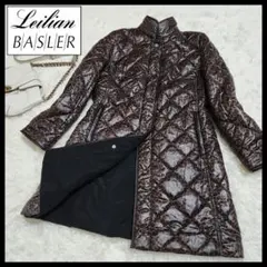 レリアン BASLER ブラック×ひょう柄 リバーシブル 中綿 バデットコート