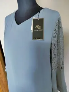 RASHIEL COURT レーススリーブドレス 38 SAX