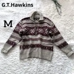 ヴィンテージ G.T.Hawkins 襟付き ノルディック 肉厚 ウールニットのサムネイル