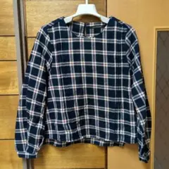 alicia PAGEBOY ネイビー系チェック長袖シャツ