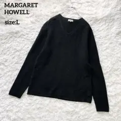 人気のLサイズ✨MARGARET HOWELL ウールニット Vネック ブラック