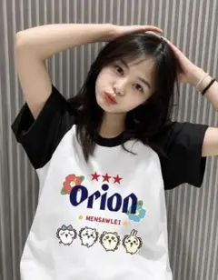 LサイズOrion プリント 半袖 Tシャツ ホワイト×ブラック