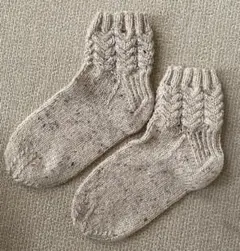 新品未使用　ハンドメイド　ルームソックス　手編み靴下　ホワイト