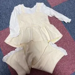 futafuta 黄色チェック　ベビー服　セットアップ