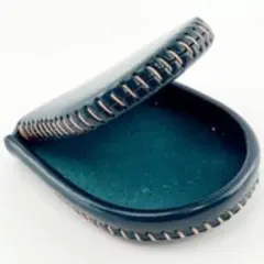 新品 本革コインケース 小銭入れ 完全手作り 手縫い仕上げ コンパクト ブルー