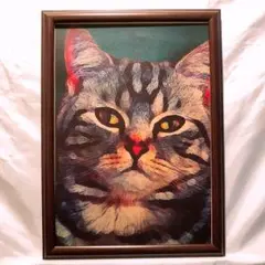 187:どアップイレブン4 猫 パロディアート ポスター フレーム付き