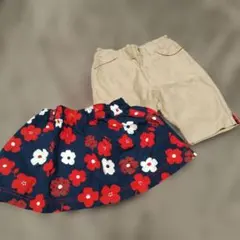 familiar 花柄スカート 80cm　ハーフパンツセット