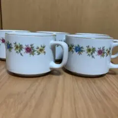 花柄陶器マグカップ ニッセイチャイナ　5個セット　昭和レトロ