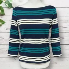 UNIQLO ユニクロ　ボーダー柄カットソー　トップス　七分袖　綿100% M