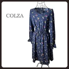 a1218 コルザ　花柄ワンピース　ウエストゴム　りぼん　フラワーカラー　L