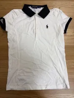 RLXポロゴルフ　白ポロ　黒襟