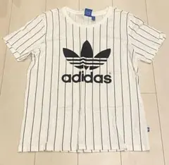 【美品】adidas ストライプ Tシャツ 半袖 L 男女兼用のサムネイル