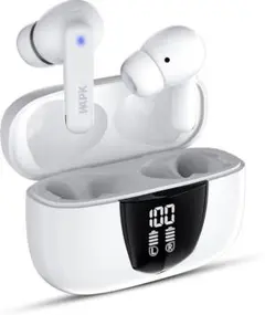 ワイヤレスイヤホン 防水 ノイズキャンセリング bluetooth5.3 白