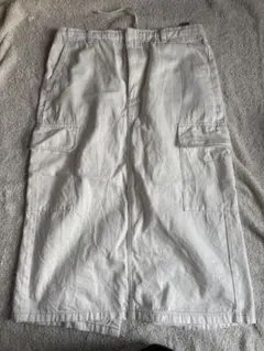 GU/デニムカーゴミディスカート/ホワイト3Ｌ