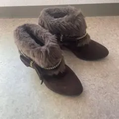 女の子ブーツ　21センチ　茶色、リボン付き