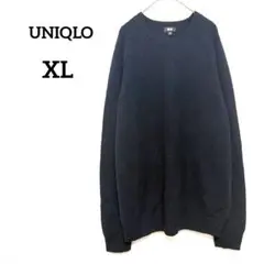 【ユニクロ】ニット XL 黒 ウール100% 長袖 クルーネック ユニセックス