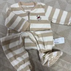 ユニクロ　プーさんロンパース　フリース生地　足つき　70