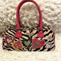 美品 y2k シンクビー ミニボストンバッグ トートバッグ ゼブラ ハート