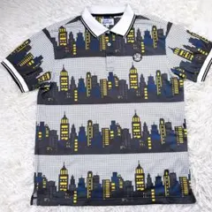 【近年モデル☆サイズ6】ジャックバニー　半袖ポロシャツ　ゴルフ　大きめ　夜景総柄