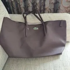 LACOSTE トートバッグ ダークブラウン