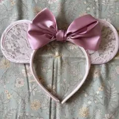 ミニーマウス風カチューシャ ピンクリボン