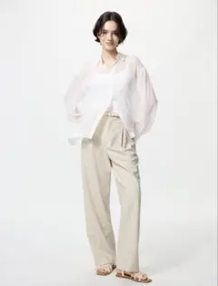 UNIQLO ユニクロ タックワイドパンツ ベージュ