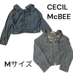 美品 セシルマクビー レースアップ Gジャン M バックリボン 人気