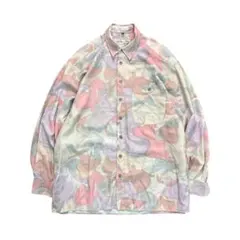 7BS3 総柄シャツ　インポート　L パステルカラー　　長袖　古着used