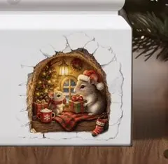 クリスマス ウォールステッカー ネズミ プレゼント インテリア