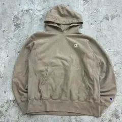 #*様 Champion　リバースウィーブ　無地　パーカー　古着　ベージュ　M