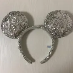 ディズニー カチューシャ ミッキー シルバー スパンコール