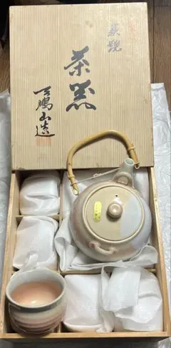 急須セット 陶器製 ピンクと白