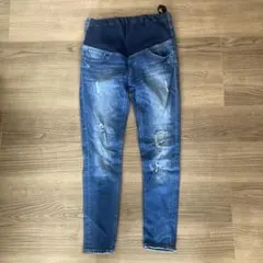 LEPSIM マタニティデニム M ブルー ダメージ加工