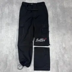Z262 BAD BOY パラシュートパンツ カーゴ2way M 黒 Y2K 2026年最新】BADBOY メンズ ワークパンツ・カーゴパンツ・ペインター