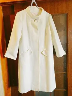 ELLE 麻混　コート 白 M