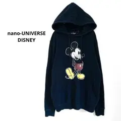 DISNEY　ナノユニバース　フード付き　裏起毛パーカー　紺