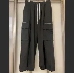 ワイドカーゴパンツ スウェット生地 サルエル HYDE着系 ブラック FREE