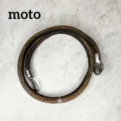 moto モトレザー レザー×シルバー ブレスレット ブラウン moto モトレザー レザー×シルバー ブレスレット ブラウン - メルカリ