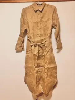 nano universe ベージュ シャツワンピース 長袖