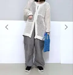 ひ*ん様 nikoand... アイボリー メッシュ カーディガン 2WAY