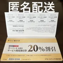 【匿名配送】VTホールディングス 株主優待券 キーパーラボ★20%割引券ほか