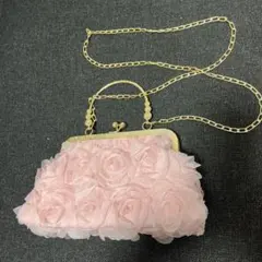 ローズデザイン クラッチバッグ ピンク