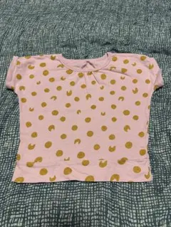 ねこちゃん顔柄 半袖Tシャツ ピンク 100cmのサムネイル