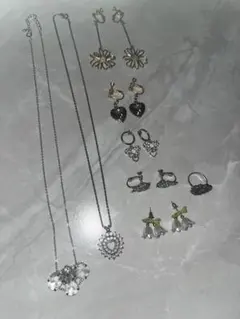 アクセサリー 8点セット 指輪 ネックレス イヤリング ピアス 一部未使用