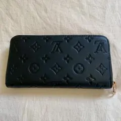 未使用 LV 贈品 黑色皮革 長夾 Monogram