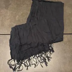 フリンジ付き ストール 大判　ブラック